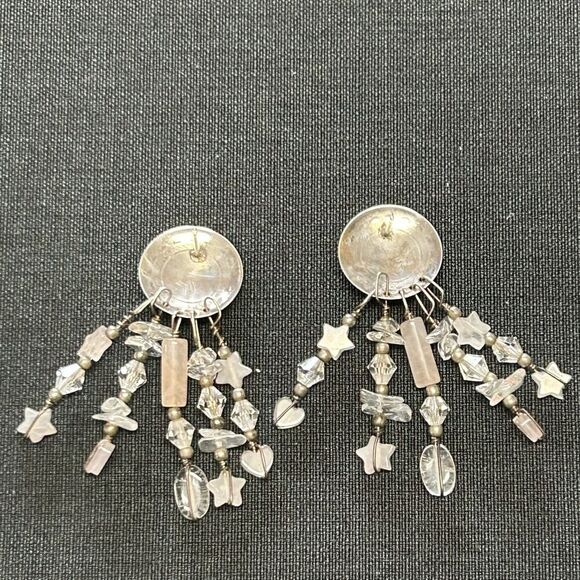 Rose Quartz star and heart earrings - Picture 2 of 6